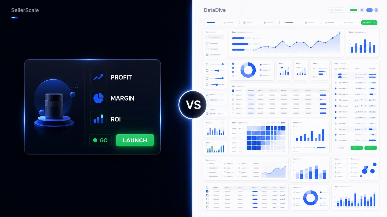 SellerScale vs DataDive: SellerScale hands you an Amazon FBA product with its numbers run for you, DataDive gives keyword and ranking data plus listing tools you drive yourself.